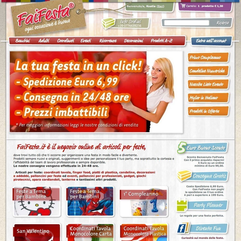 Realizzazione sito e-commerce Faifesta. Indicizzazione motori di ricerca