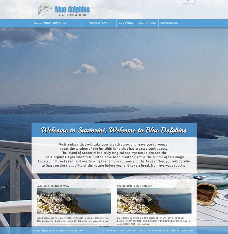 Realizzazione sito web BlueDolphins Hotel Santorini